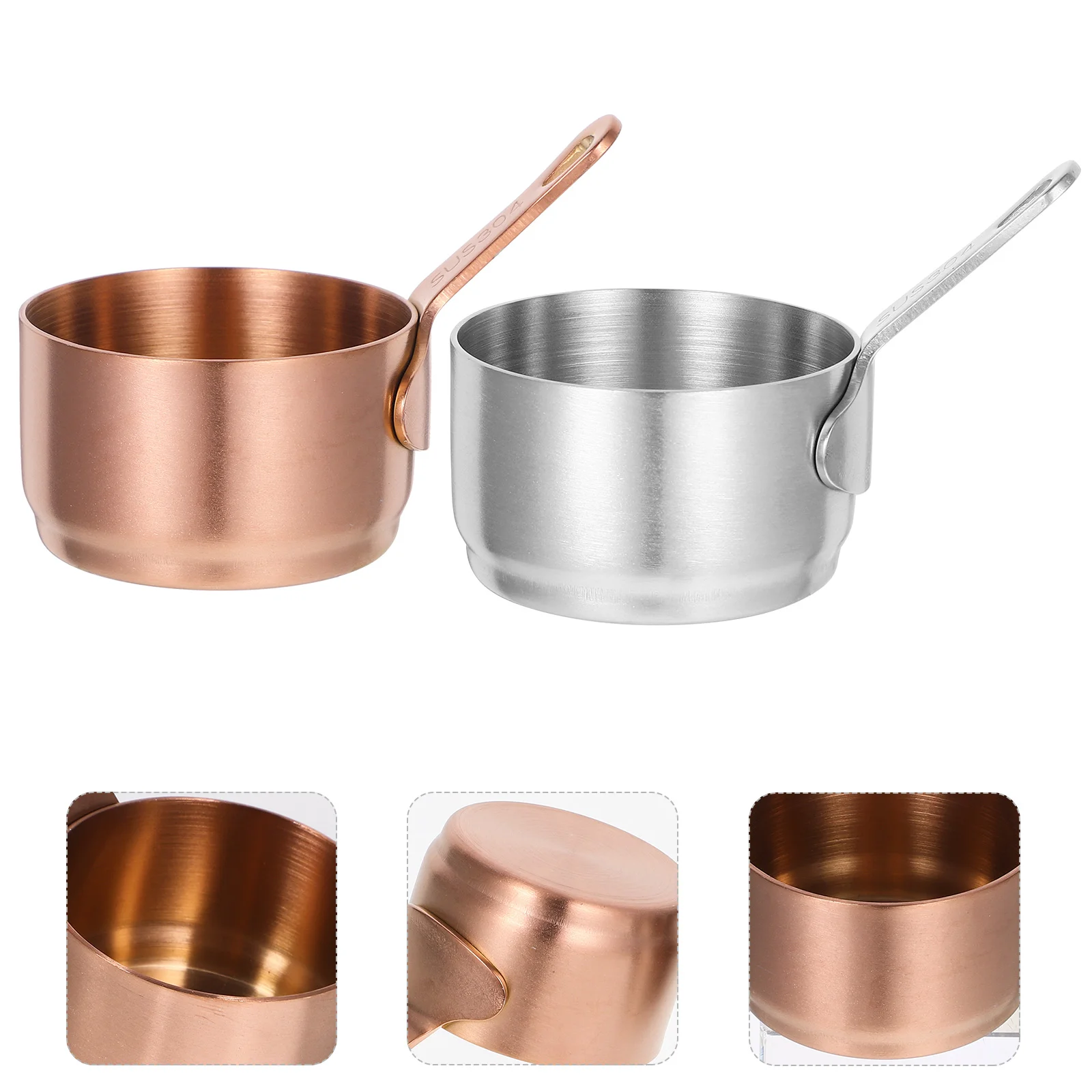 

2 Pcs Air Stainless Steel Sauce Pan Food Containers Mini Pots for Cooking with Lid Teppanyaki