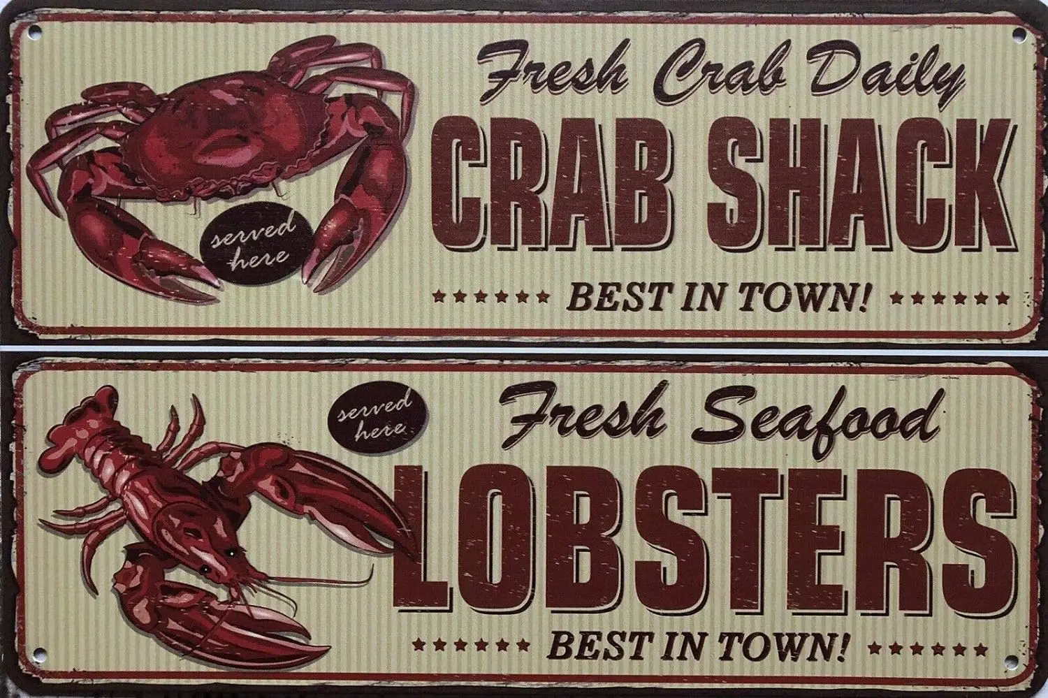 Crab Shack Rustic Metal Tin Signs 8x12 Inch Wall Decor Kitchen