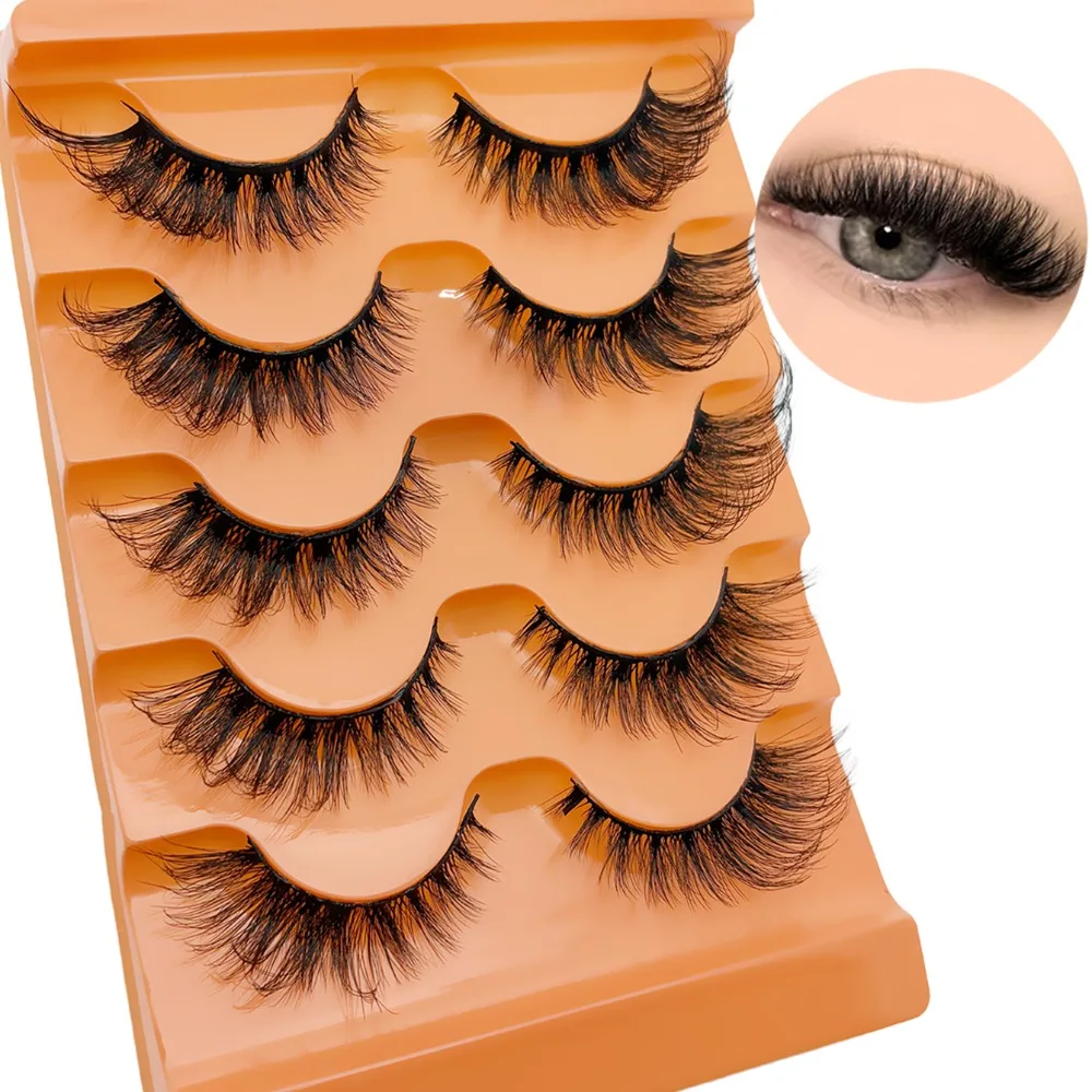 5 Paar natürliche, flauschige Cat-Eye-Kunstwimpern, Fuchswimpern, flauschiges Volumen, verlängerte Wimpern für den äußeren Wimpernrand, für das tägliche Make-up – Detail 1
