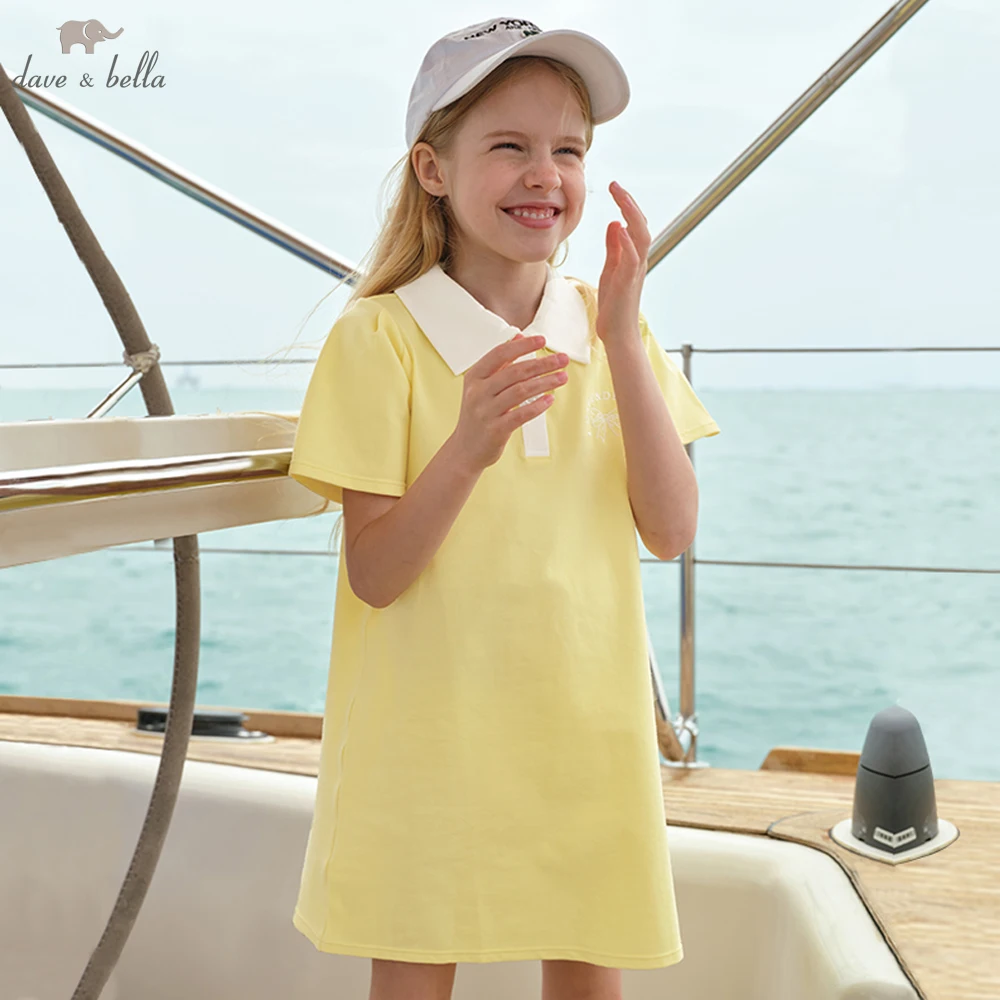 

Dave Bella Kids Girls Casual Summer Dress Loose Short Sleeve T-Shirt Polo Dress Children Sister Clothes Dress DK2251923