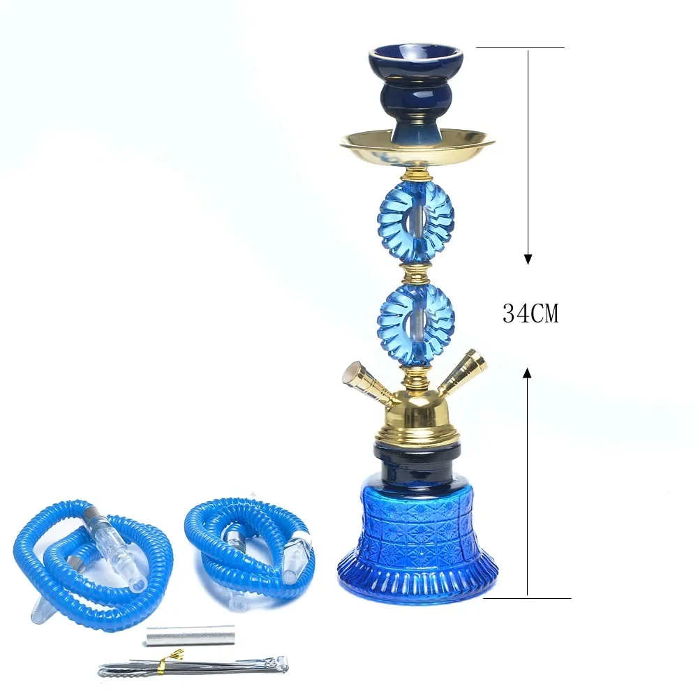 Glass Hookah Shisha Pipe Narguile Completo Chicha Pipa Shisha Cachimba Double Hose Charcoal Tongs Sisha Nargile Shisha Hookah