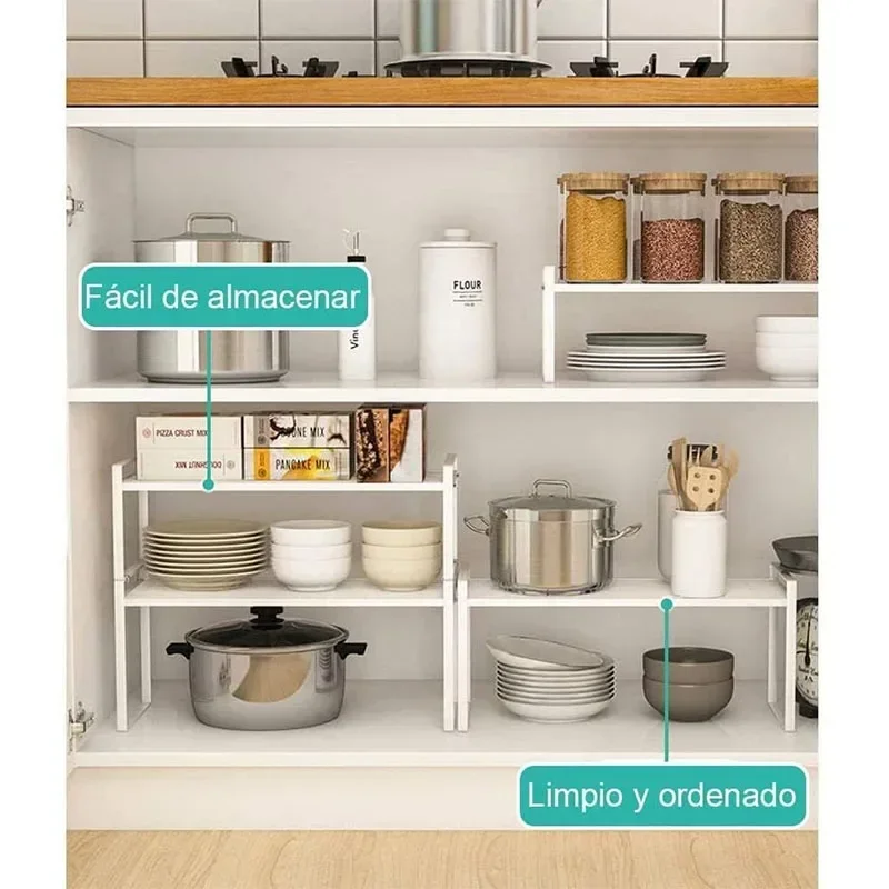 

Retractable Shelf Stackable Sliding Rack Organizer Shelfs Kitchen Iron Storage Rack For Cabinets Tableware Countertops