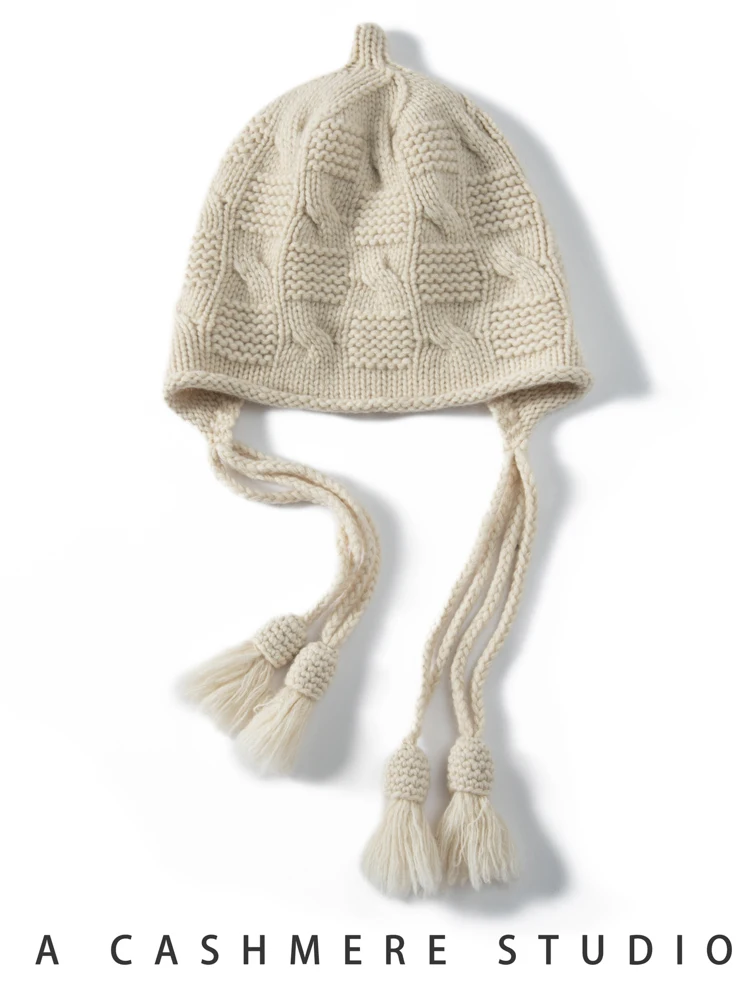 TLOML Autumn Winter Women's Cashmere Hat 100% Cashmere Cable Knitting Sui Tou Hats Warm Pullover Caps Casual Cashmere Comfy Hats