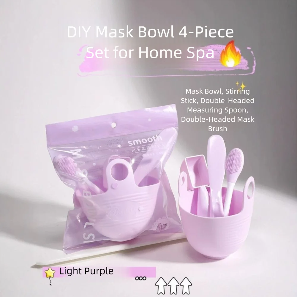 3/4 pezzi maschera per il viso in silicone ciotola di miscelazione set maschera morbida fai da te ciotola spazzole cura del viso kit di strumenti maschera facciale multifunzionale donna