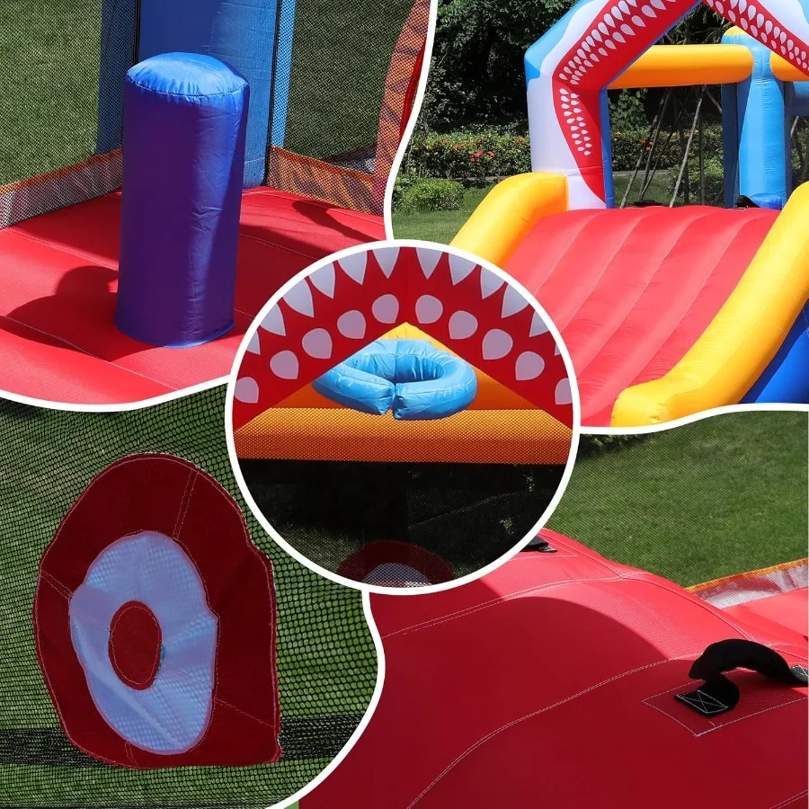 Bounce House Peuter Ballenbak Opblaasbare Glijbaan Uitsmijter Jumper Shark Springkasteel Park voor 212 Binnen of Buiten Nat en Droog