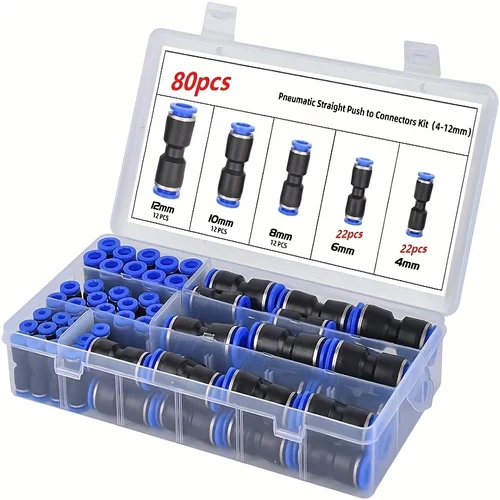 Juego de 50 Uds de conectores neumáticos, manguera de tubo de conector de empuje rápido 4/6/8/10/12, accesorios de conector de piezas neumáticas de aire