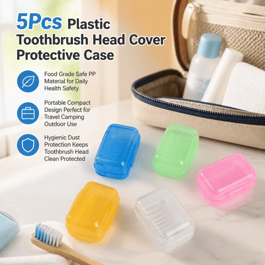 Toothbrush Head Cover Travel Case Portable Protector Cap Outdoor Camping Hygiene Accessories Dust Cover 5 Pack Food Grade Safe
