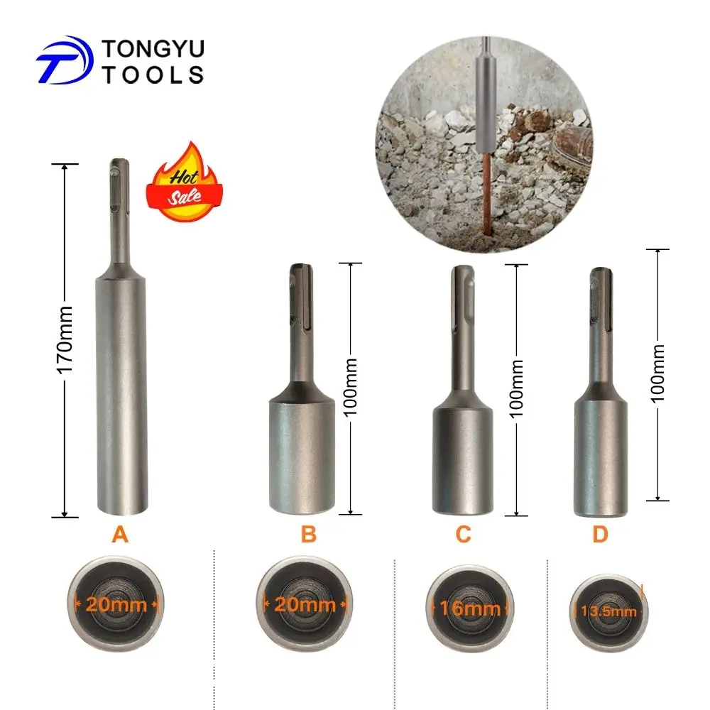 

SDS Plus Ground Rod Driver Bit 13.5-20mm for 1/2 5/8 3/4in Ground Rod Earth Stake Rotary Hammer Tool