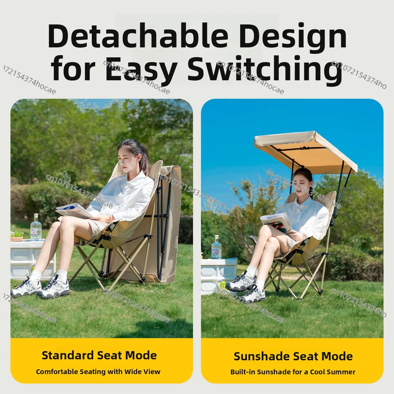 Outdoor Portable Umbrella Chair Moon Chair Sunshade Tent Fishing Stool Beach Chair Sunscreen Foldable High Back Oxford Cloth