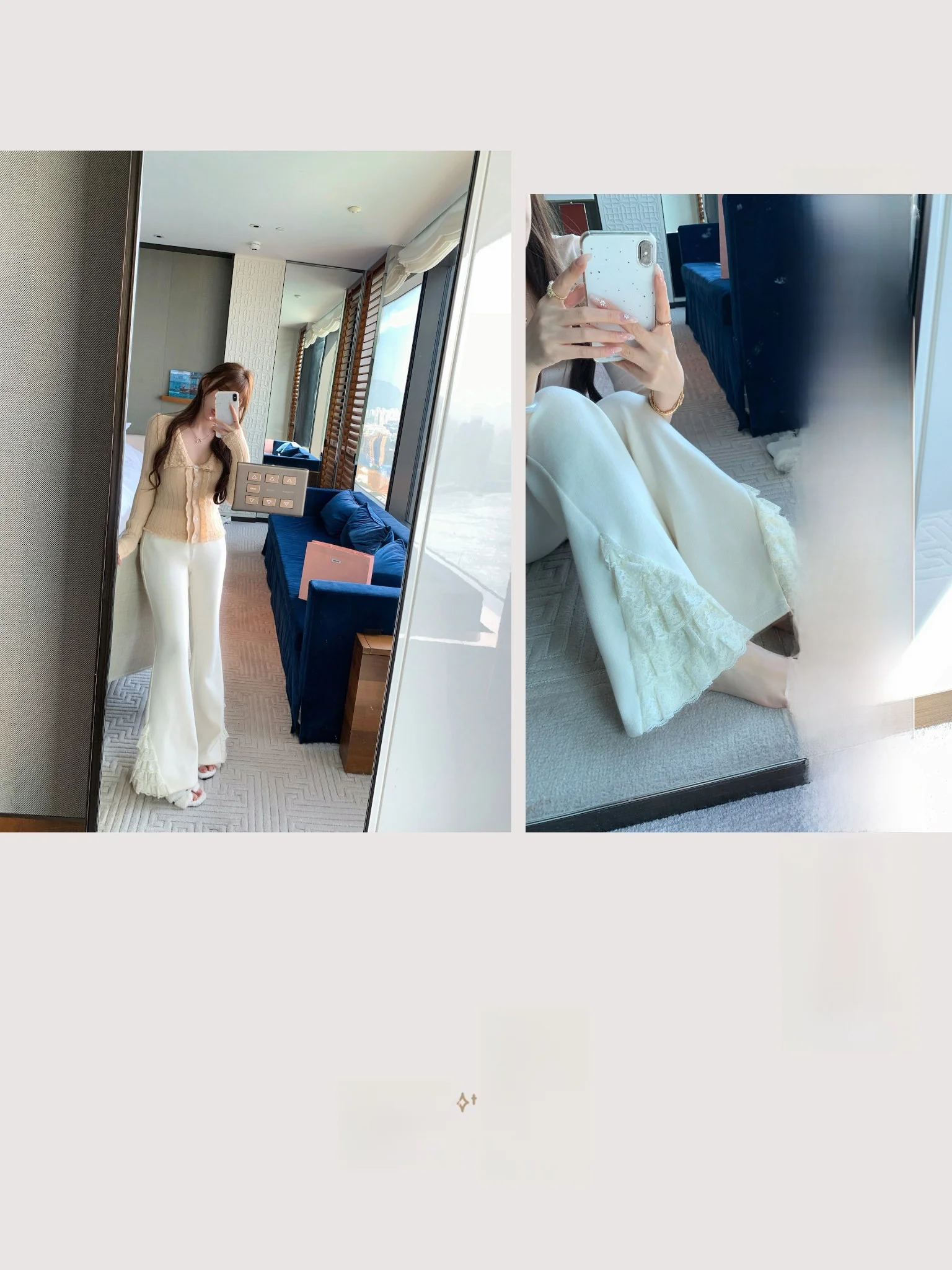 

Женские повседневные брюки-клеш Lukira с кружевной отделкой, прямые, универсальные, для работы, весна 2026, новинка, цвет абрикосовый