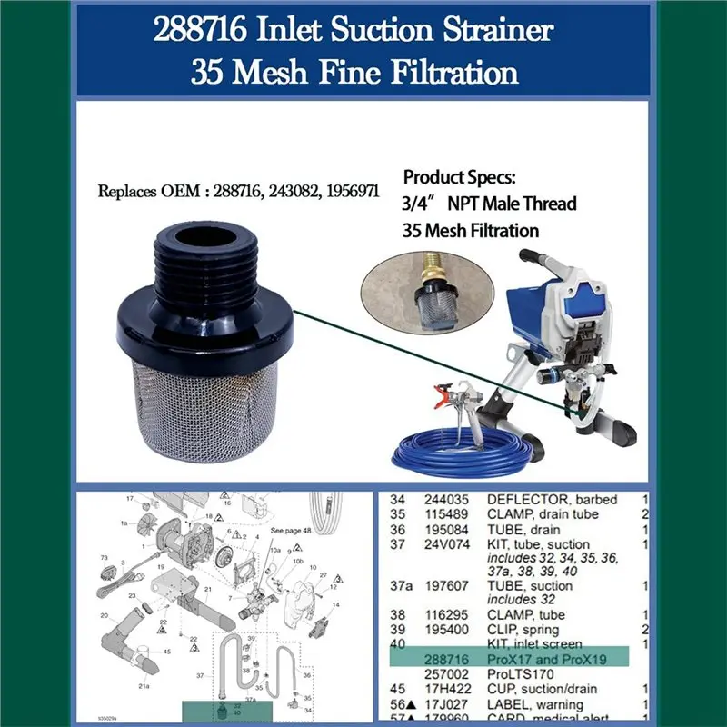 (2+4+2) Packs Airless Spray Filter Set -288716 Pump Strainer-AA26