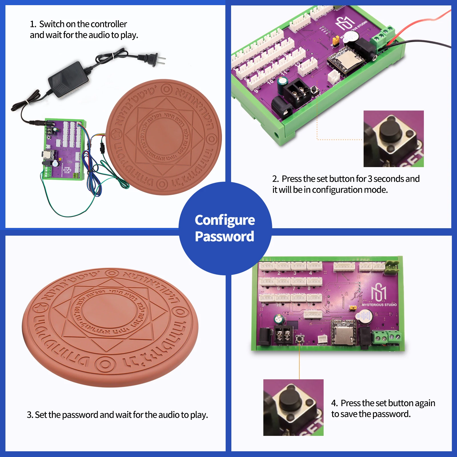 Mysterious Studio Room Escape Prop Magic Disc Panel Put RFID Card to Light up the Magic Disc