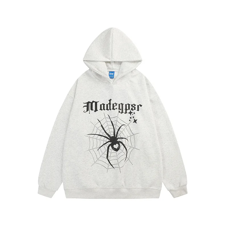 Men's Autumn Spider Pattern Hoodies Sweatshirts Cotton Harajuku Oversized Hooded Pullovers Hiphop Casual Loose Unisex Streetwear