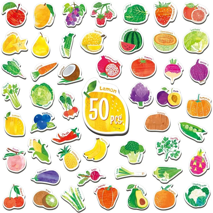 

50 шт. магниты для фруктов и овощей, очаровательные магнитные фрукты и овощи, толстые магниты на холодильник, милые развивающие обучающие игрушки для малышей 1