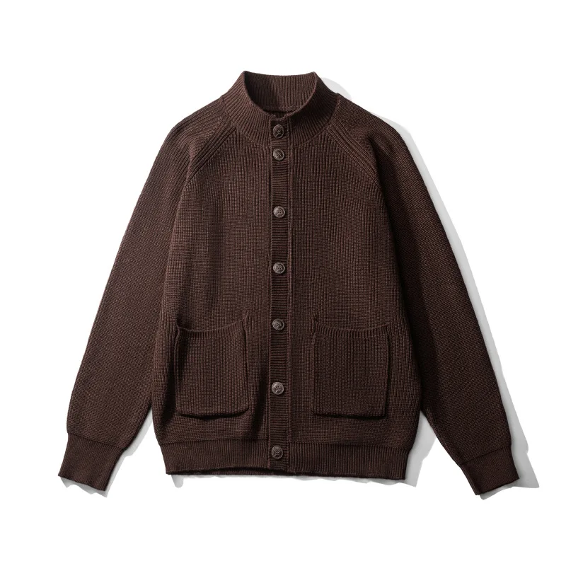 

Мужской и женский шерстяной свитер с рваными рукавами, толстый однотонный шерстяной кардиган с воротником-стойкой, вязаный свитер, куртка, свитер