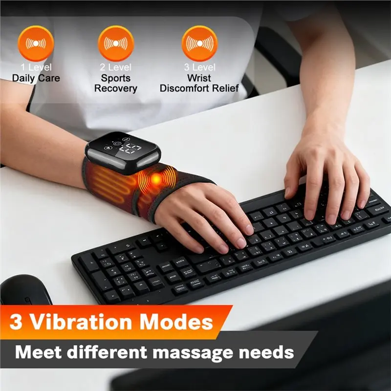ABKR-Electric Heating Wristband Hand Massager Vibration Hot Compress Therapy Wrist Bandage Hand Joint Massage