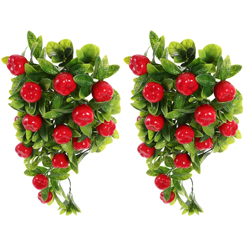 

Fake Apples Vine Simulated Fruit Hanging Ornaments Faux Plant Wall Household Limes Indoor