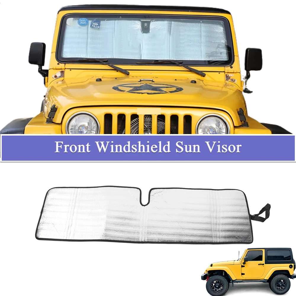 

Car Windshield Visor Sun Shade Cover for Jeep Wrangler JK TJ 1997-2017 UV Rays Blocker Pad Interior Protection Accessories