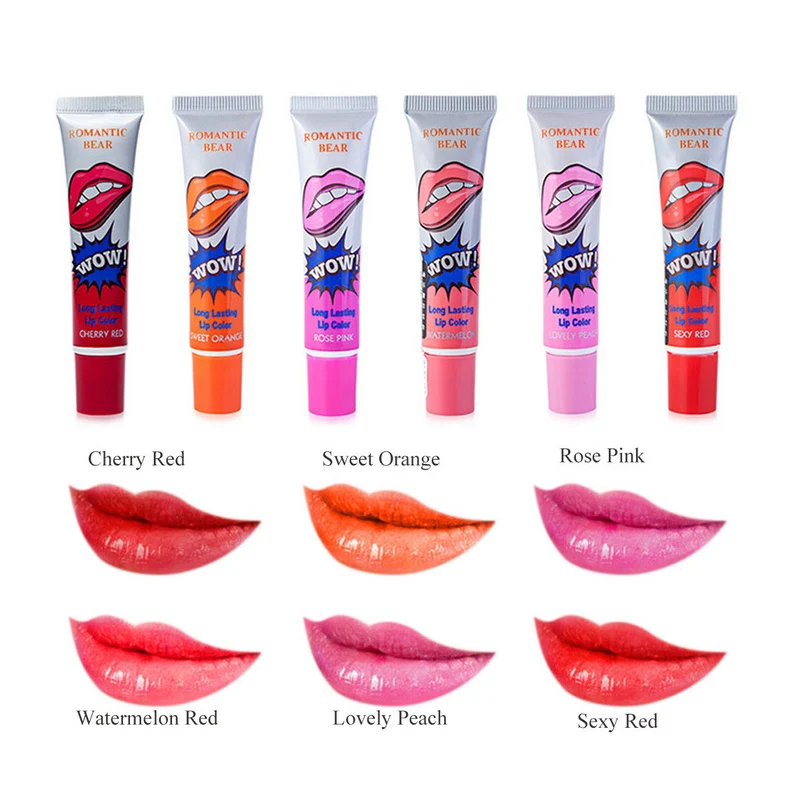 24Pcs 6 Colors Korea Peel Off Liquid Lipstick Waterproof Long Lasting Moisturizer Lip Gloss Tear Off Lip Tint  no design box