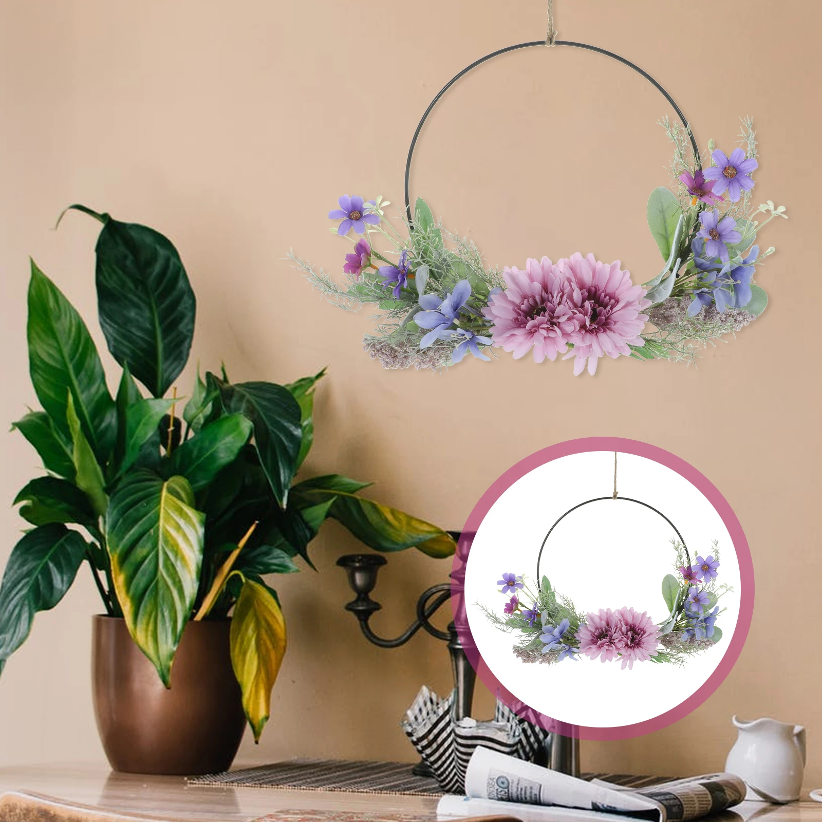 

Artificial Wreaths Faux Flower Garland Decorative Wall Hanging For Home Wedding Party Outdoor Garden Decoration Front Door Porch