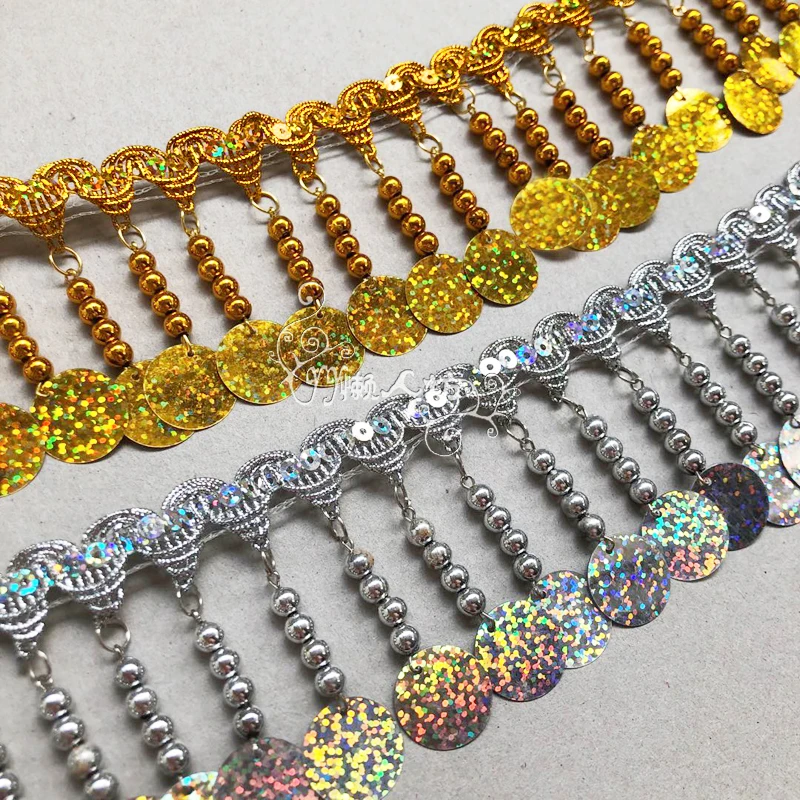 Pendentif perlé à paillettes fait à la main, 7/8.5cm de large, pendentif exquis, Costume de danse indienne, coiffure, garniture de pendentif de danse du ventre