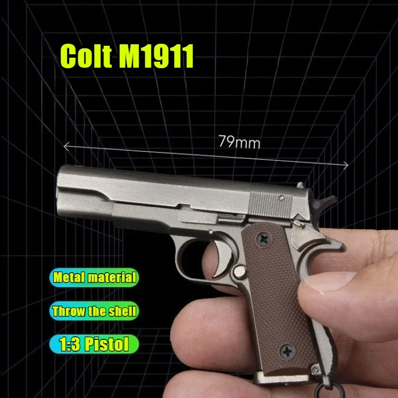 New 1:3 Pistol Model M1911 Gun Keychain Throwing Shells Removable Alloy Toys Ornaments Decoration Crafts Figurines & Miniatures