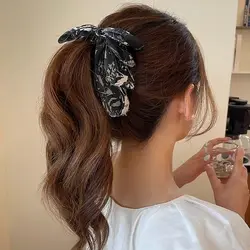 Ribbon Bow Banana Clip Sweet Bowknot Korean Style Vertical Clip Headdress Hairpin Ponytail Hold