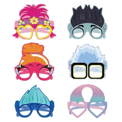 6/12pcs Trolls Cartoon Anime Decorative Paper Glasses Masks Photos Role Playing Props Children's Happy Birthday Party Supplies