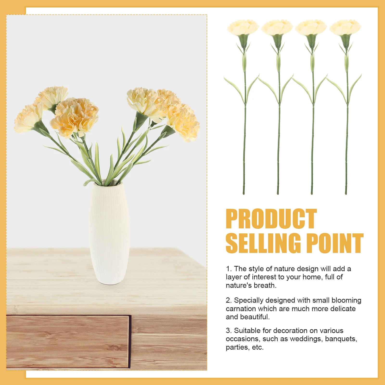 6 pçs simulação cravo arranjo de flores falsas pano decoração para casa decorar decorações casamento presente do dia das mães