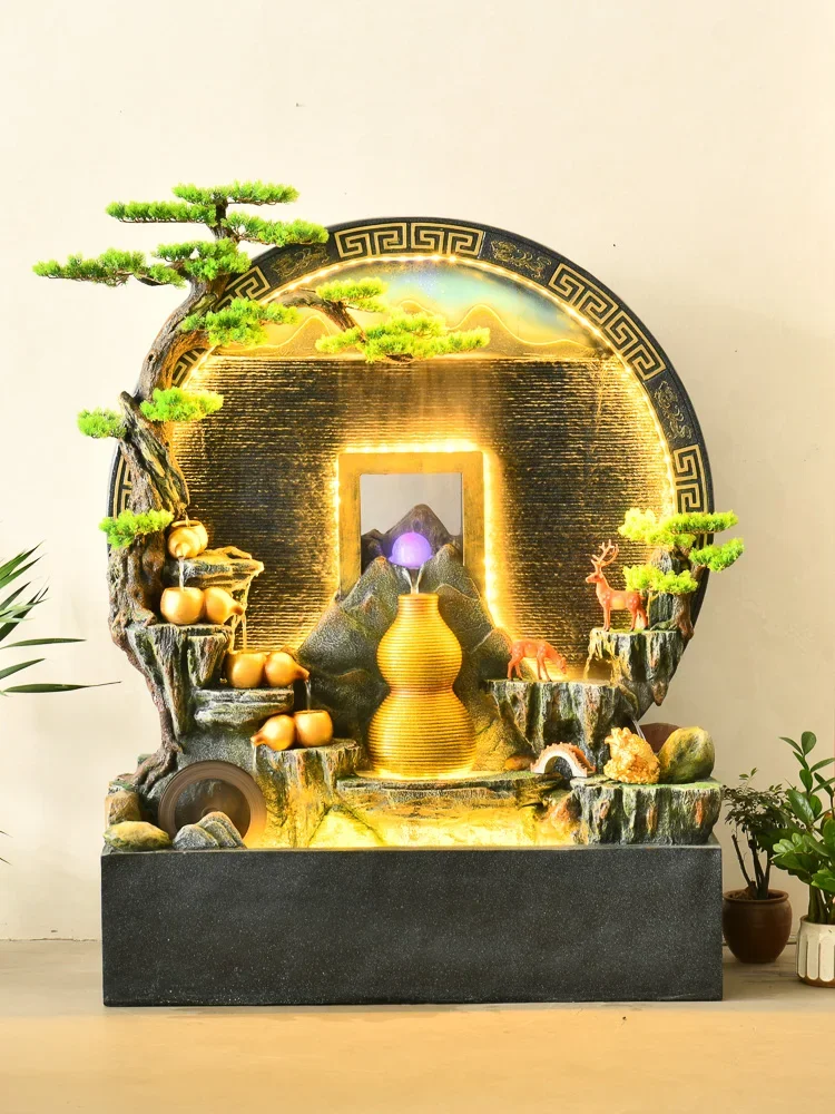 Large rockery flowing fountain living room creative ornament decorative landscape water curtain wall