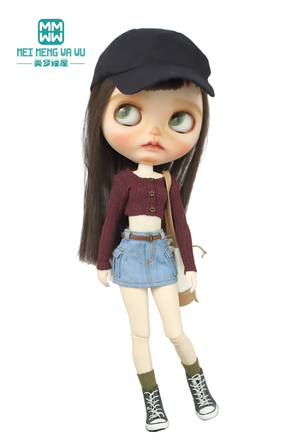 28 cm Blyth-Puppenkleidung, modische bonbonfarbene Blusen, Mini-Jeansröcke für OB23 OB24 Azone-Puppenzubehör – Detail 26