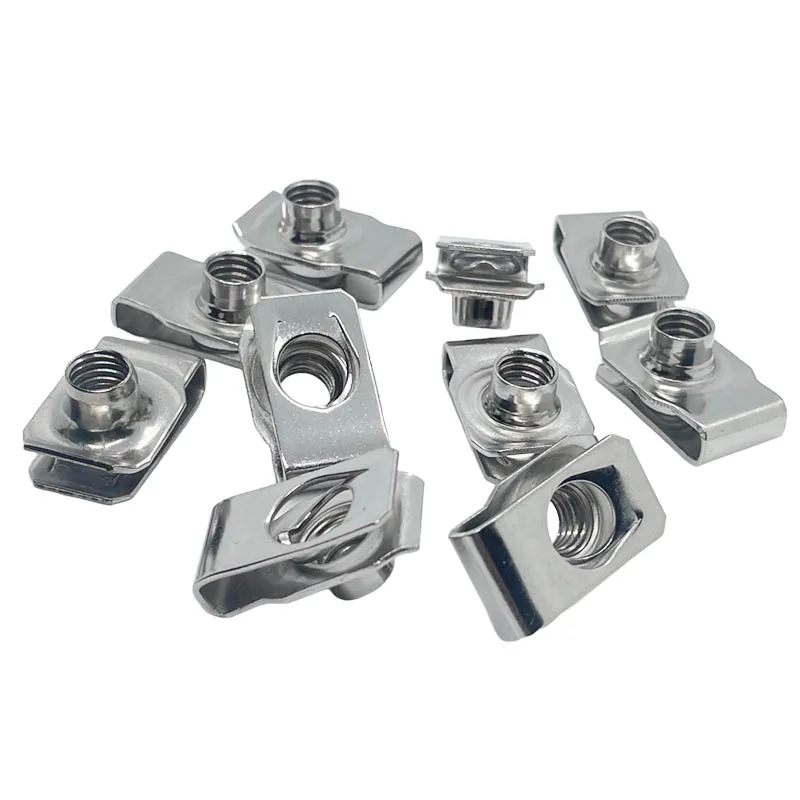 10pcs 304 Stainless Steel U Type Clips with Thread M4 M5 M6 M8 M10 Reed Nut Leaf Spring Nuts Q312 for Car Motorcycle