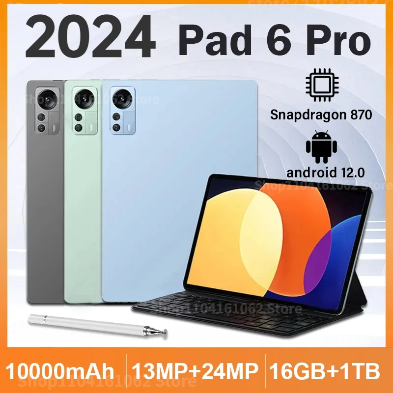 

Оригинальный планшет 2024 дюйма 2 в 1 Pad 6 Pro Android 12 Snapdragon 870 Восьмиядерный 11 дюймов глобальная версия с двумя SIM-картами телефон WIFI Pad 6