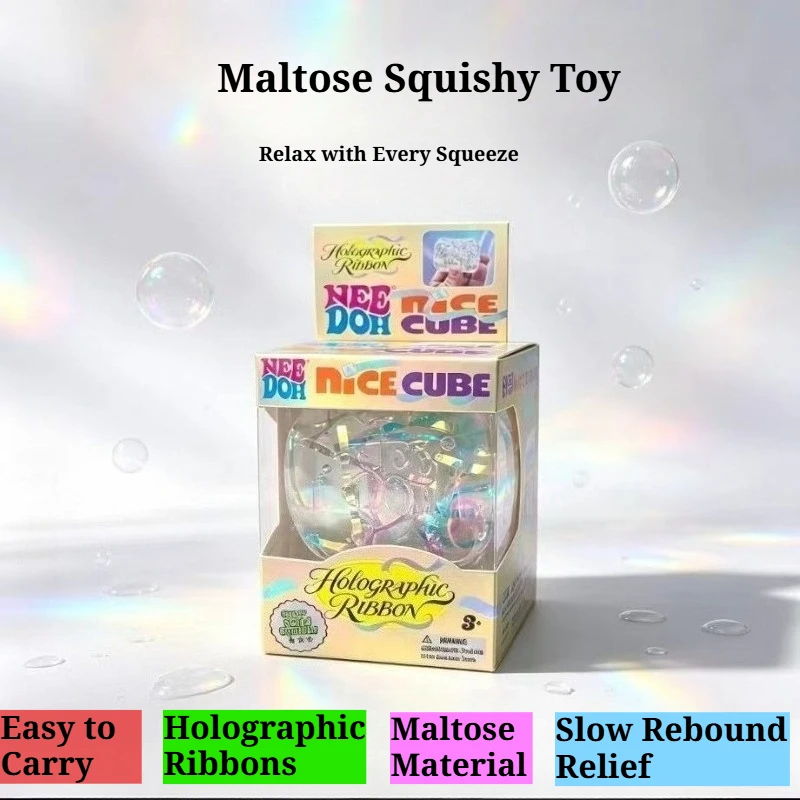 2026 new Needoh Holographic Ribbon Squeeze Sensory Colorful Knead Stretch Anxiety Relief ADHD Fidget Leisure Adult Gift