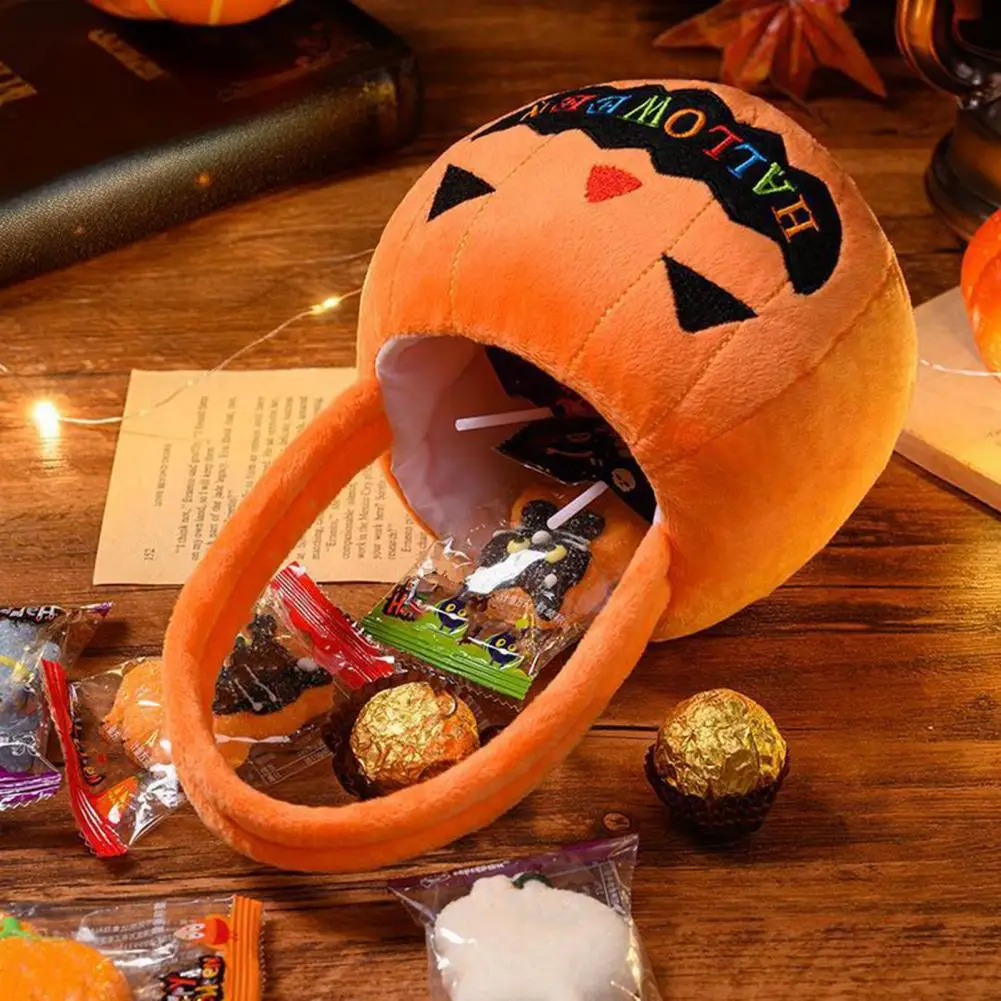 Soft Velvet Candy Pouch, Portable Candy Tote for Kids, Large Capacity Portable Pumpkin Bucket Party Favor Gift