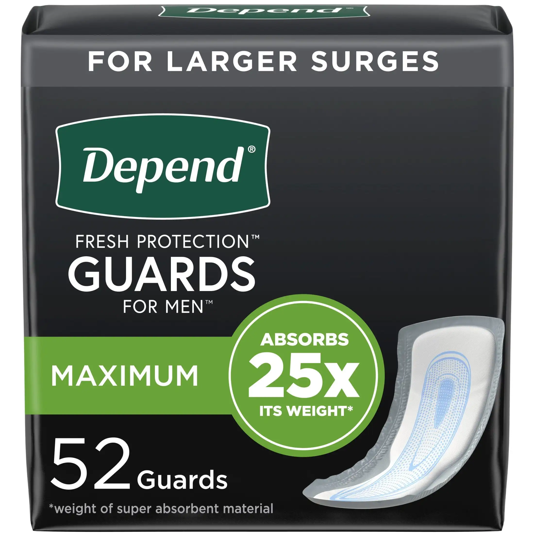 

Incontinence Guards for Men, Maximum, 52 Count