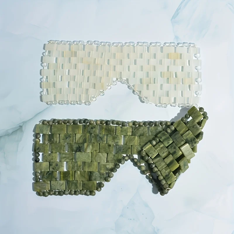 ใหม่หยก Facial Eye Mask Gouache Scraper Roller เครื่องนวดหยกหิน Guasha Cold Therapy Anti Aging Jade Mask เครื่องมือความงาม