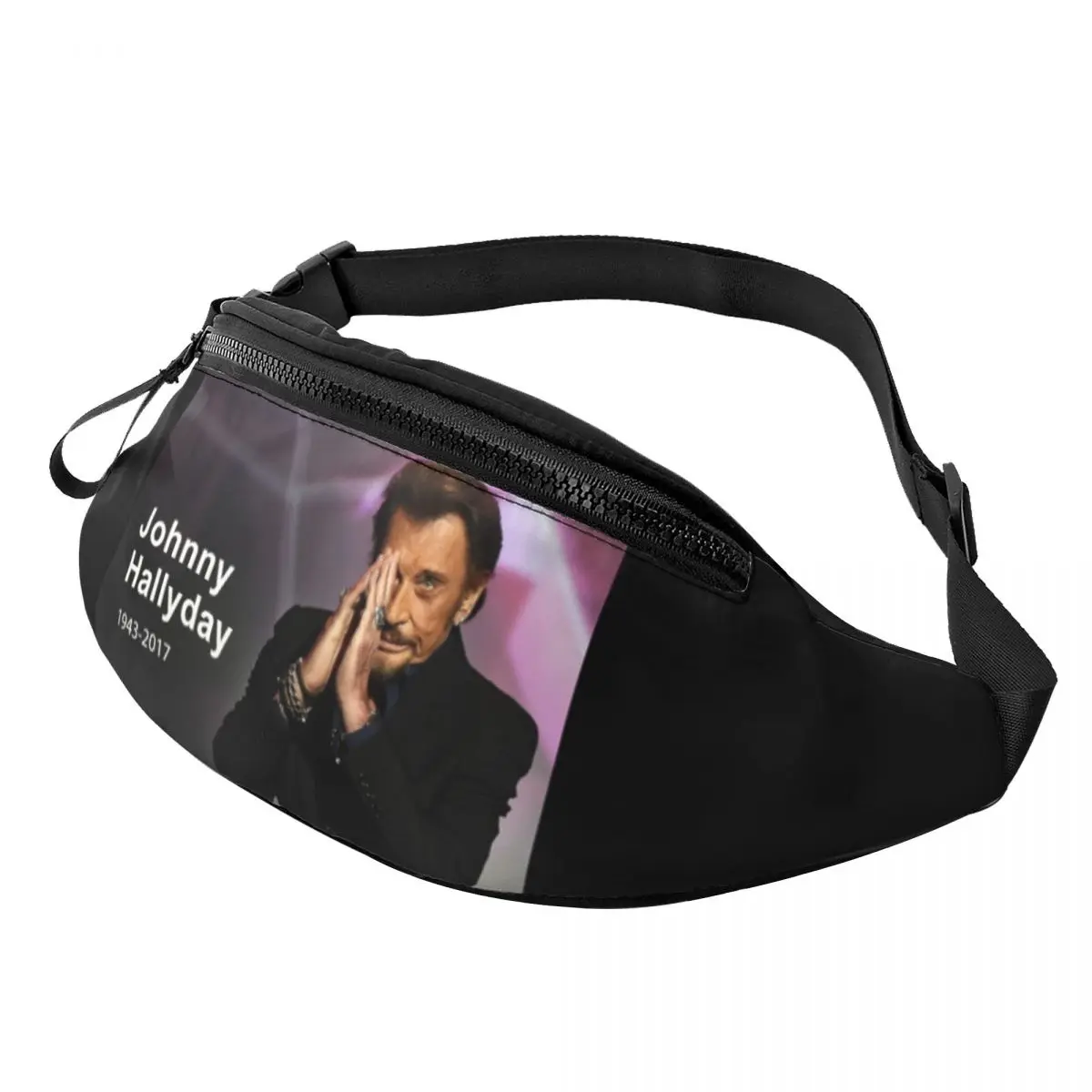 Custom Rock Johnny Hallyday Fanny Pack Men Women French Singer Music Crossbody Waist Bag for Travel Cycling Phone Money Pouch