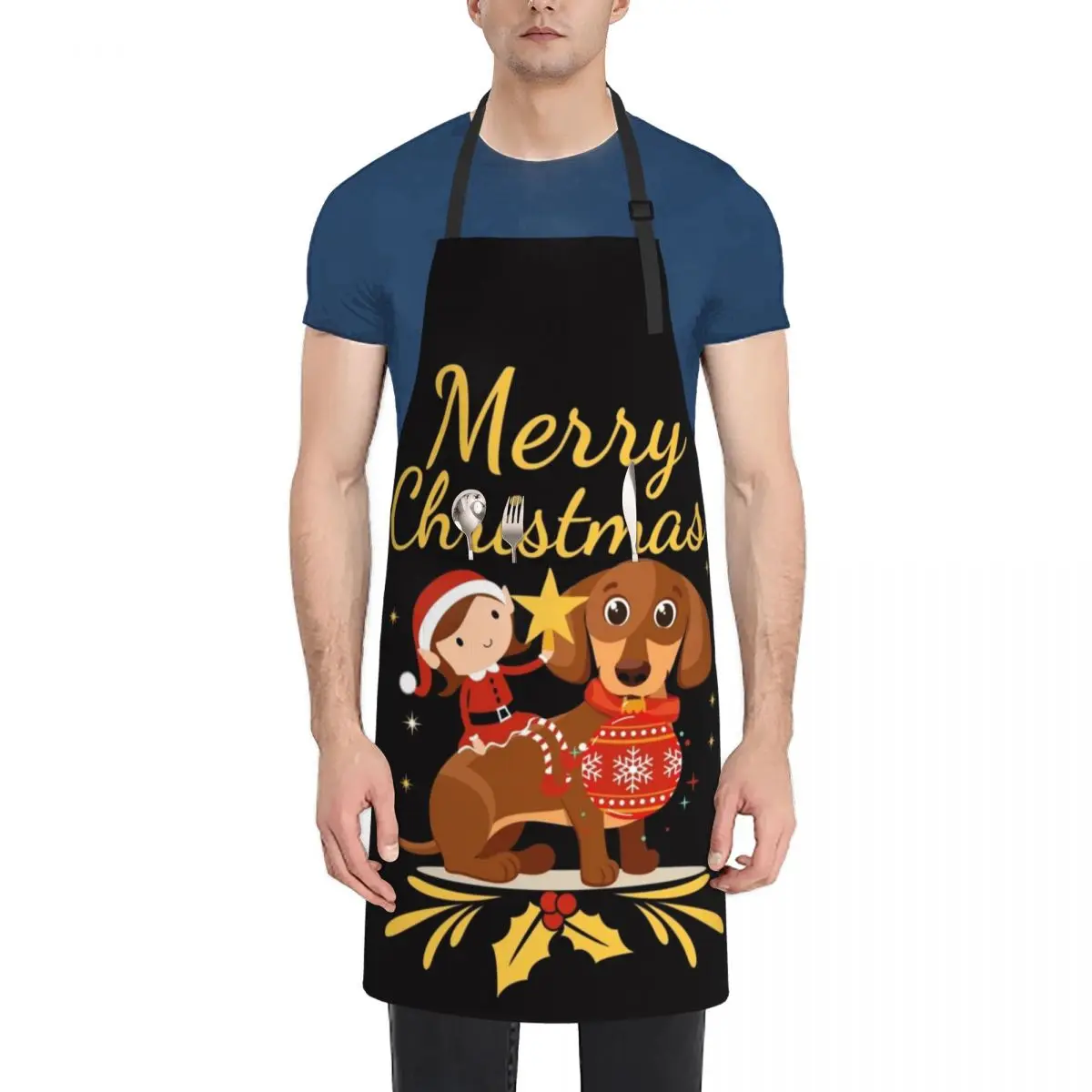 

Weenie Dachshound dashound wieny doxie christmas Apron Household Items Waterproof Custom Apron
