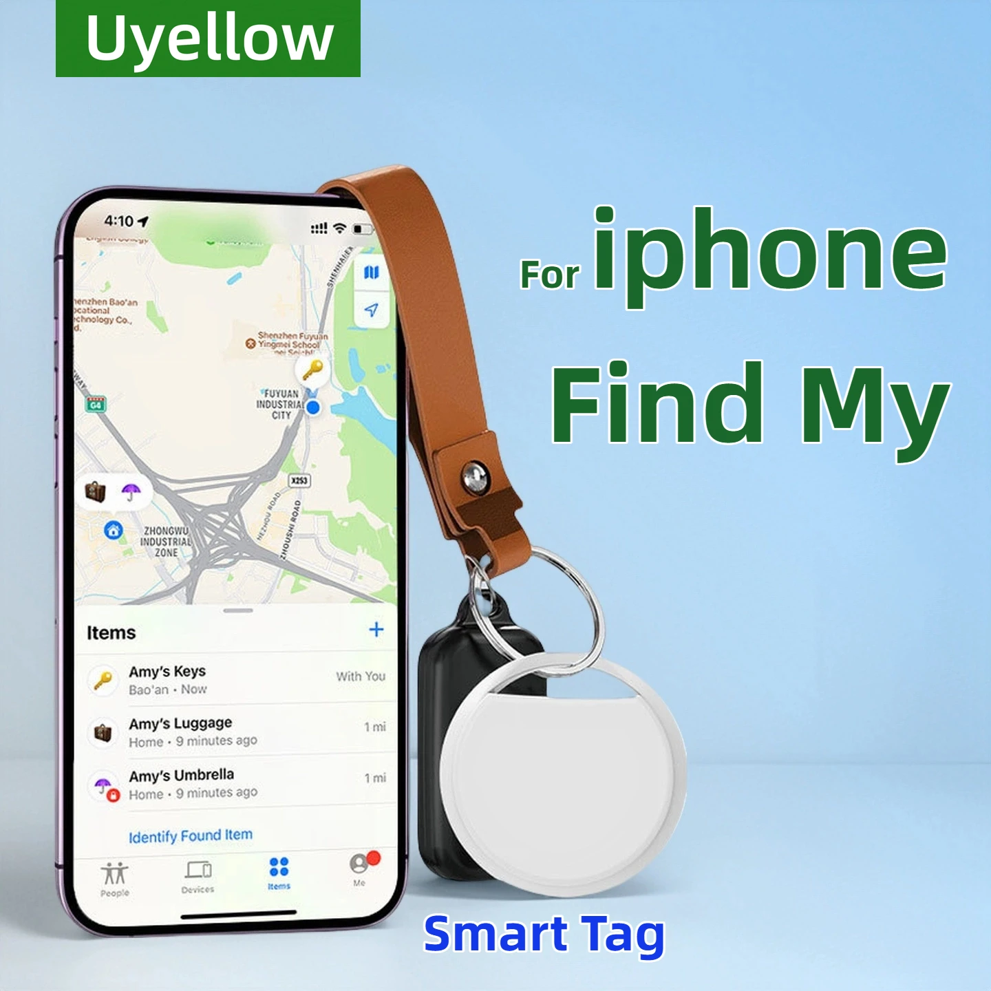 Uyellow Per Apple GPS Tracker Airtag Google Trova il mio dispositivo Smart Tag Localizzatore Bluetooth Monitoraggio Mini tag Posizionamento globale