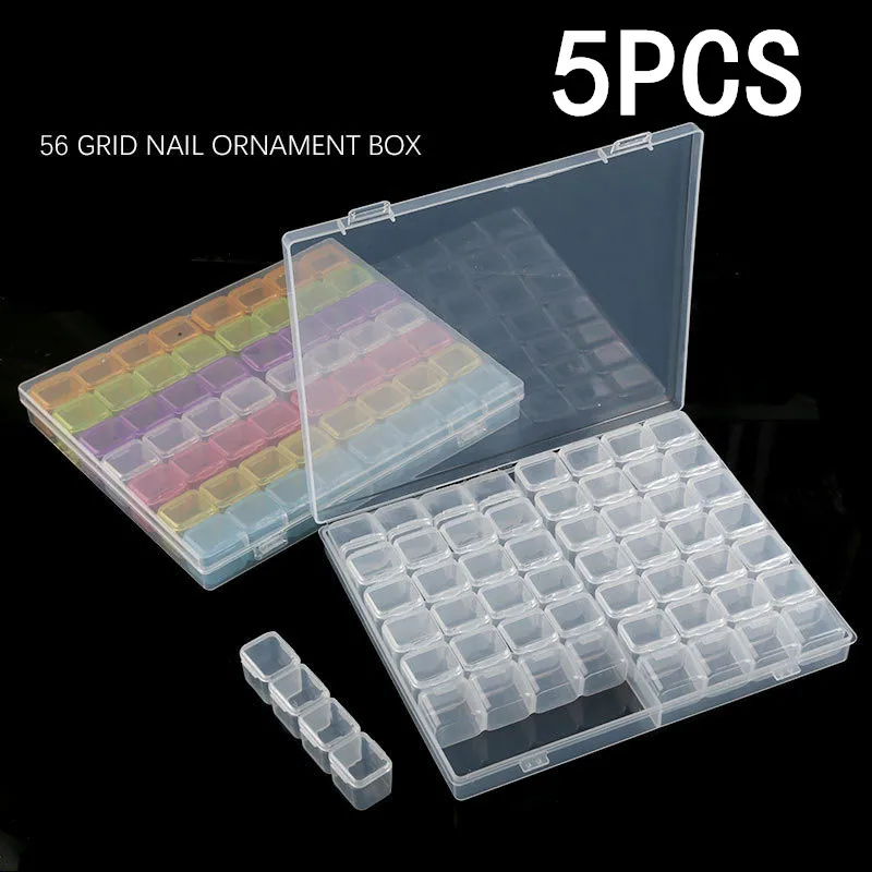 

Portable 1/2/5PCS Clear 56 Grids Diamond Art Bead Organizer Box Compact Plastic Case For Jewelry & Gems Storage Organizing