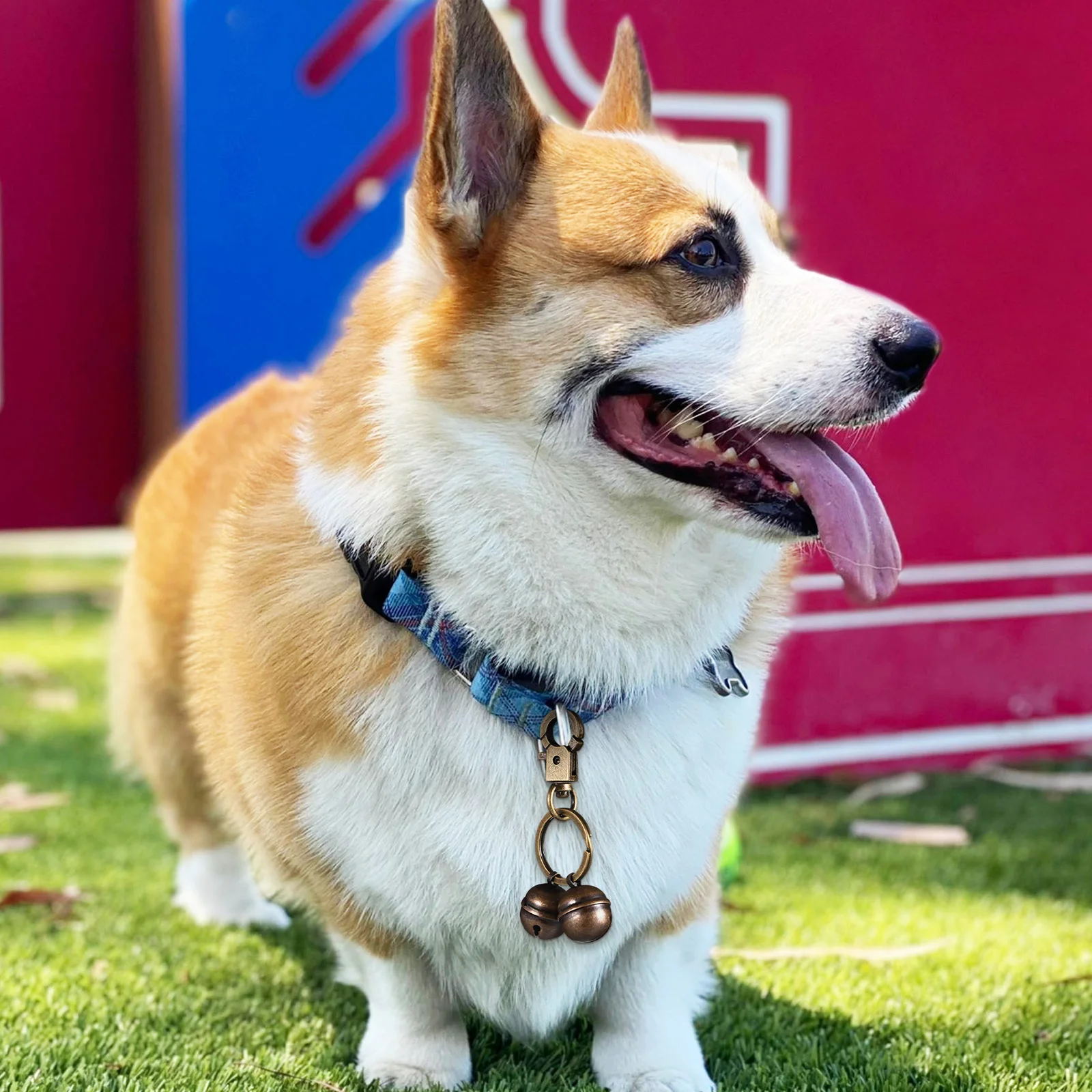 

2pcs Pet Collar Brass Finish Dog Bell Cat Collar Charm Key Chain Pendant Tracking Accessory Decorative Dog Training Bell