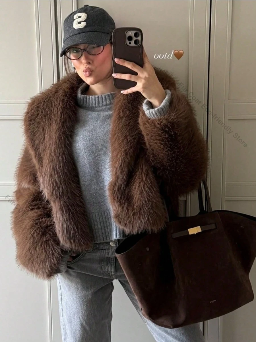 Artificial Fur Coat Coats for Women Short Fur Jacket Fake Fashion Faux Fox Fur Coat Women Cool Girls Vintage Chic Overcoat