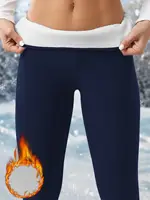 Leggings de invierno de cintura alta con forro polar para mujer, gruesos, suaves, con control de abdomen, para entrenamiento, correr, yoga, pantalones térmicos cálidos para el frío.