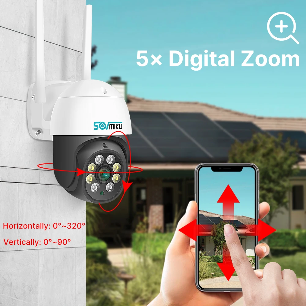 8MP 4K Smart PTZ Camera 5x Digital Zoom Wifi Surveillance Camera Human Detection Night Vision CCTV IP Camera Security Protection