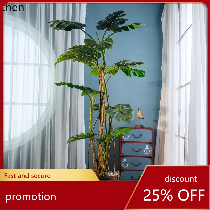 

HT Large Monstera Tree Monstera Artificial Green Plant Potted Bonsai Fake Tree Indoor Living Room Home Decoration Display