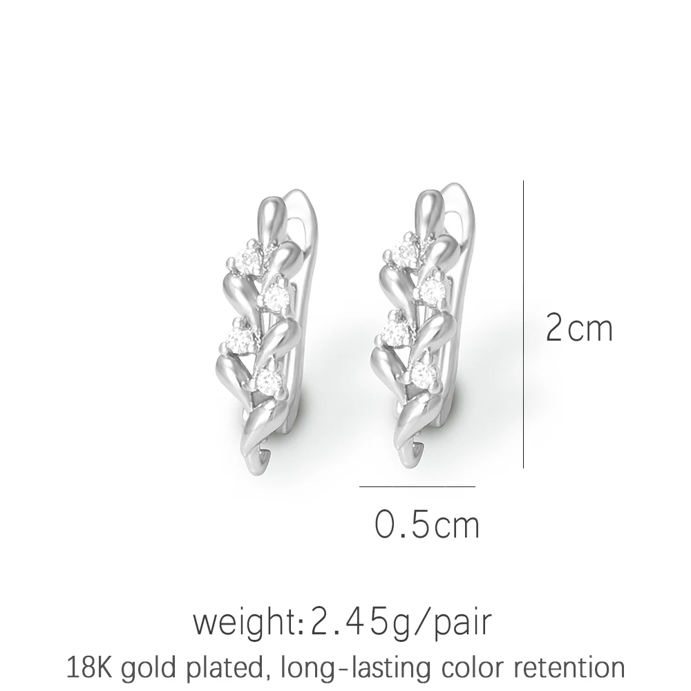 DARENLI 1 Pair Leaf Shape Copper Earrings Hooks With Zircon DIY Ear Wire Clasps For Jewelry Making Accessories Nickel Free