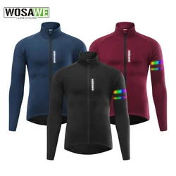 WOSAWE Autumn Winter Men's Cycling Jacket Windproof Thermal Fleece Bike Jersey MTB Bicycle Riding Running Snowboard Jacket Coat