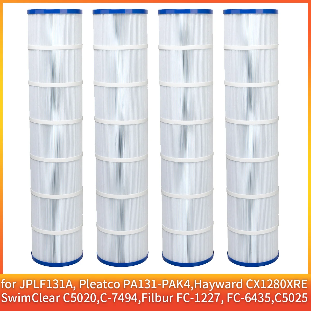 

1/4 Pcs Pool Filter for PLF131A, Pleatco PA131-PAK4,Hayward CX1280XRE,SwimClear C5020,C-7494,Filbur FC-1227, FC-6435,C5025,C5030