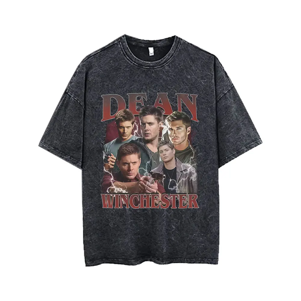 

TV Series Supernatural Vintage Washed T-shirt Men Women Casual Retro Oversized T Shirt Male High Quality Cotton Cosplay T-shirts